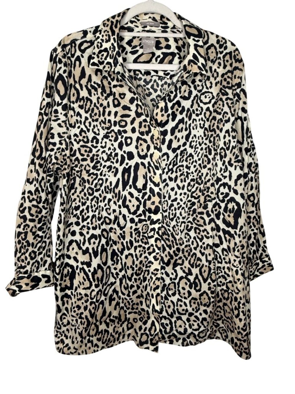 Chico's Size 4 Leopard Print Button Front Shirt US 20/22